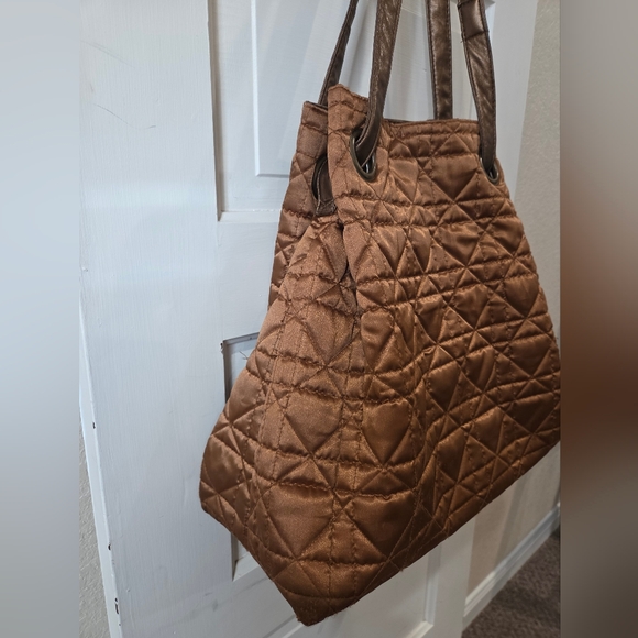 Big Buddha Elegant Brown Quilted Tote Bag - Picture 3 of 7